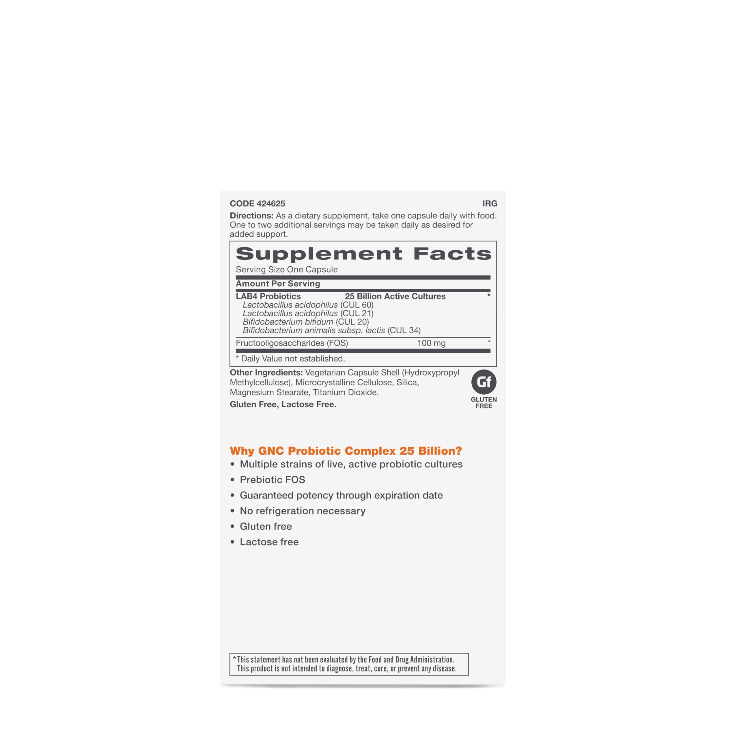 GNC Probiotic Complex - 25 Billion CFUs (30 Capsules) | Daily Digestive & Immune Support