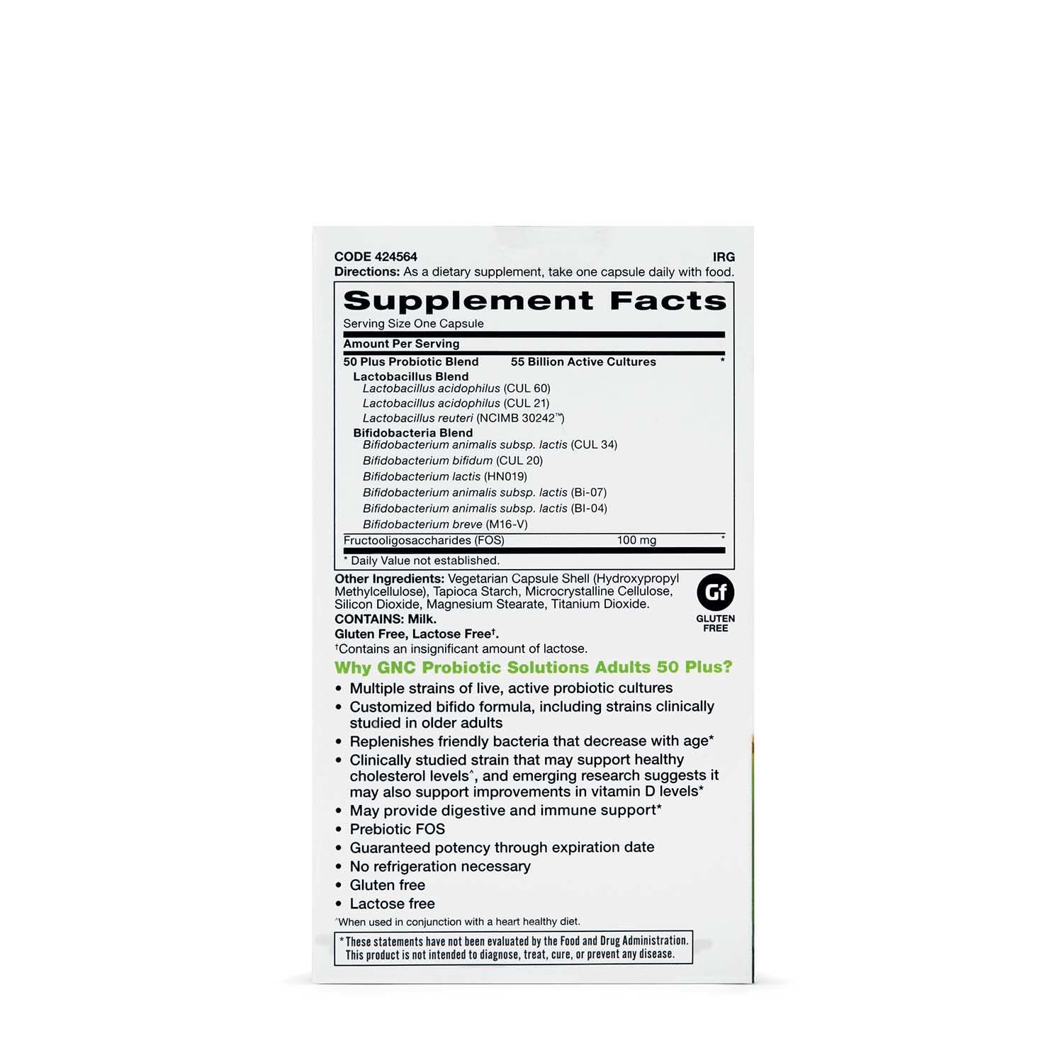 GNC Probiotic Solutions Adults 50+ – 55B CFU Daily Probiotic for Digestive & Immune Support | 30 Capsules