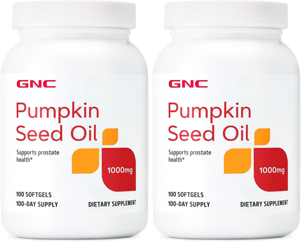 GNC Pumpkin Seed Oil 1000mg Softgels – Prostate Health Support, 200 Servings (Pack of 2)