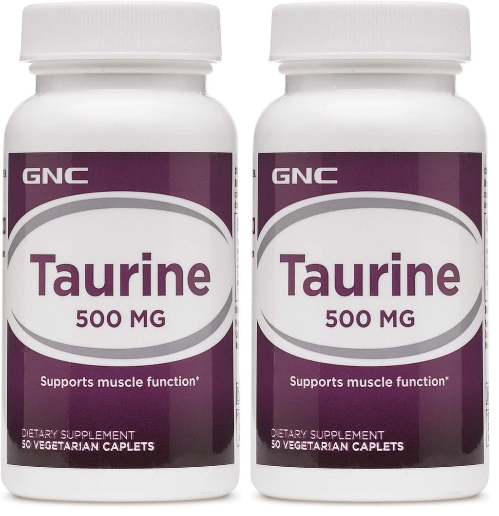 GNC Taurine 500mg – 50 Caplets (Pack of 2) | Supports Muscle Function