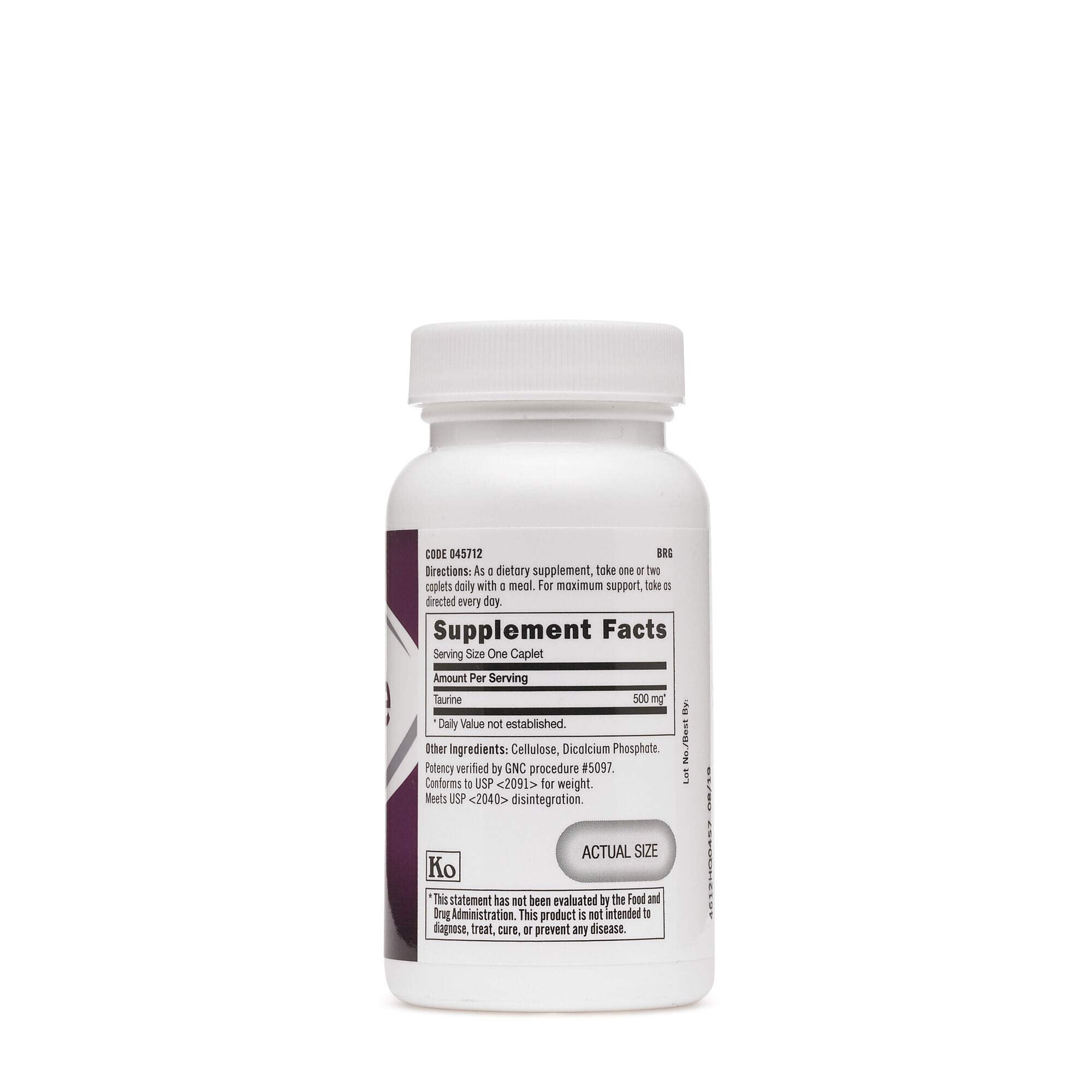 GNC Taurine 500mg – 50 Caplets (Pack of 2) | Supports Muscle Function