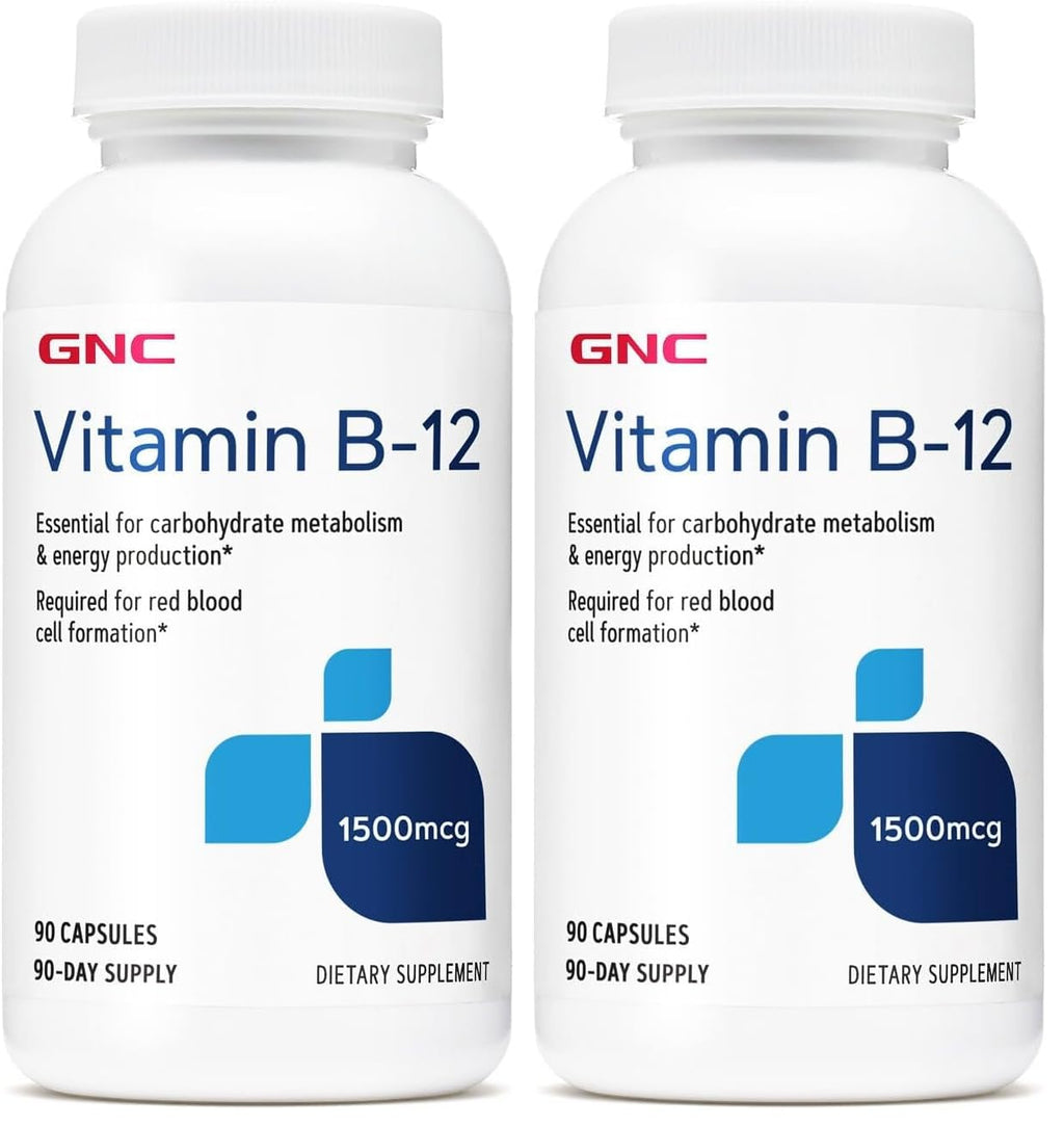 GNC Vitamin B-12 1500mcg - 90 Capsules (Pack of 2) | Energy Production