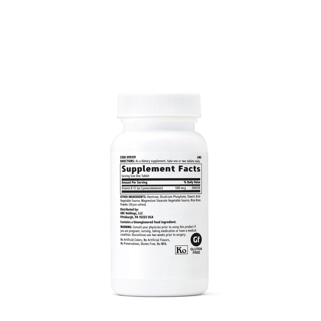 GNC Vitamin B-12 500mcg – Supports Energy Production | 100 Tablets