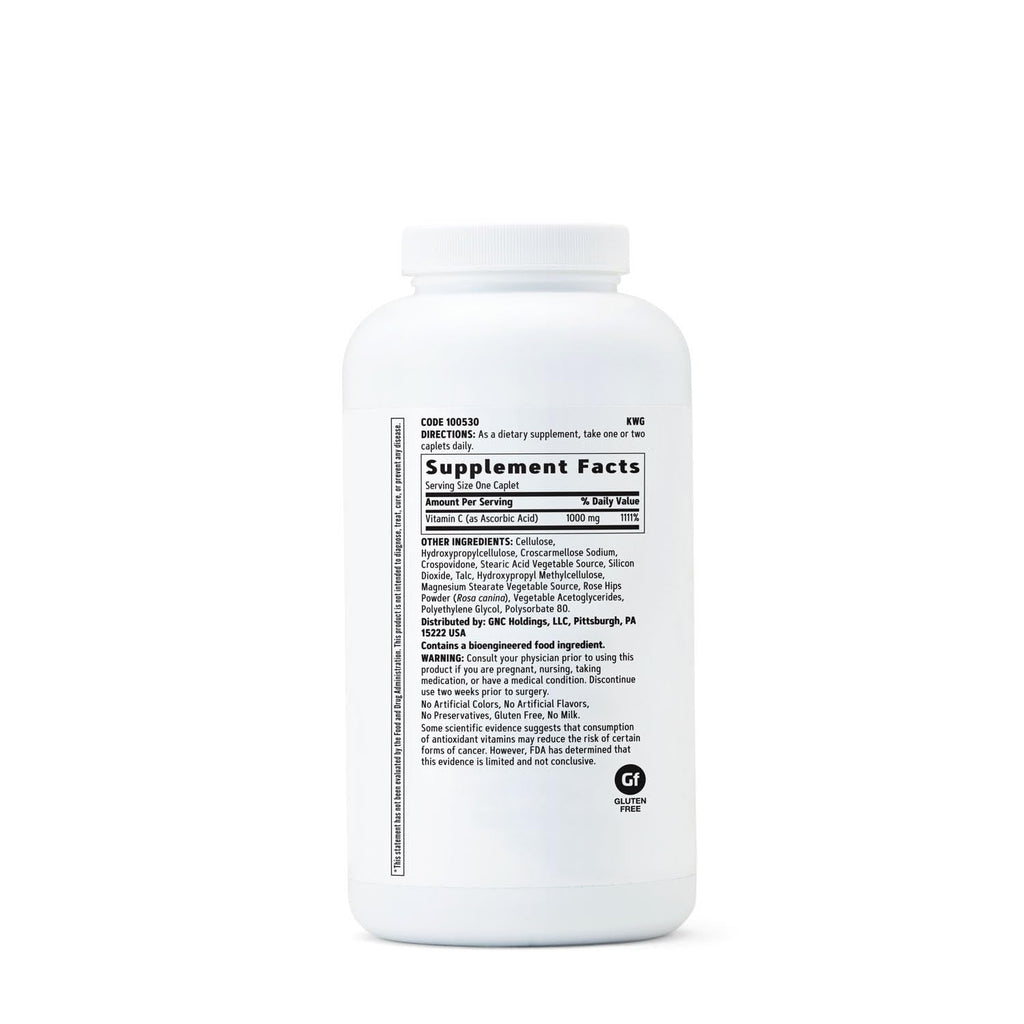 GNC Vitamin C 1000 mg | 500 Vegetarian Caplets | Gluten Free