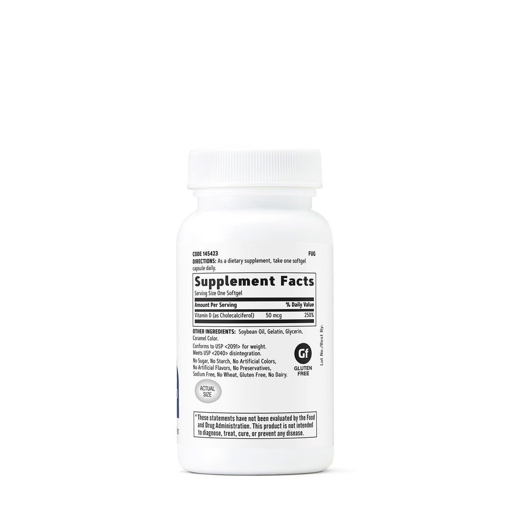 GNC Vitamin D3 50 mcg Supplement – Supports Teeth & Bone Health | 180 Servings (Pack of 2)