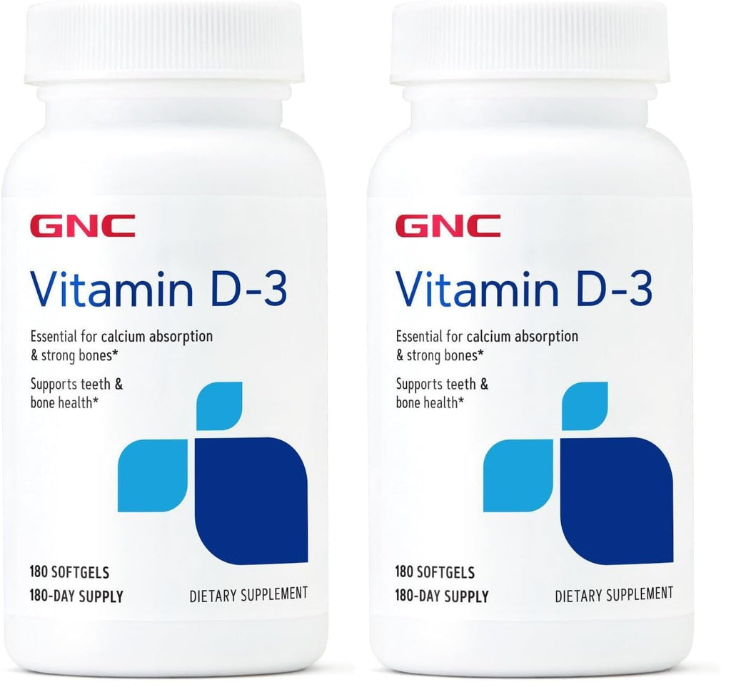 GNC Vitamin D3 50 mcg Supplement – Supports Teeth & Bone Health | 180 Servings (Pack of 2)