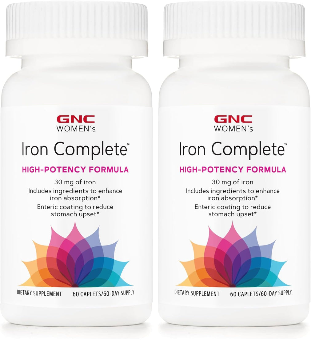 GNC Women's Iron Complete Multivitamin - 60 Caplets (Pack of 2) | Enhances Iron Absorption
