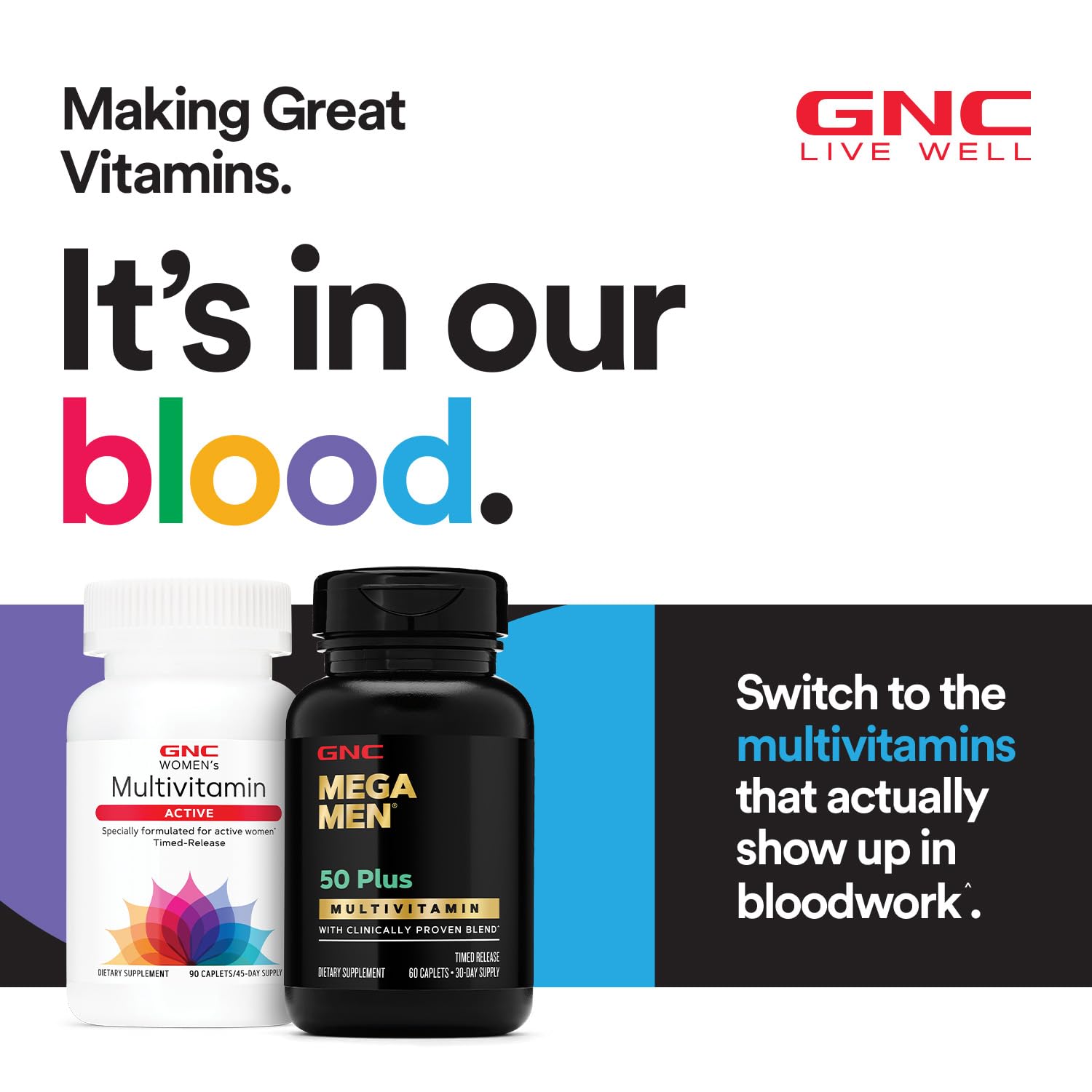 GNC Women's Multivitamin 50+ - Bone, Eye, Memory & Skin Health (60 Caplets)