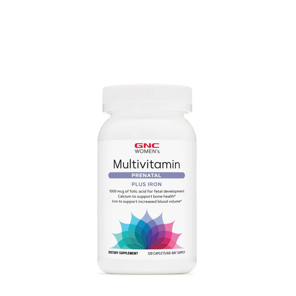 GNC Women's Prenatal Multivitamin with Iron | Supports Pregnancy & Baby Development | 120 Caplets (Pack of 2)