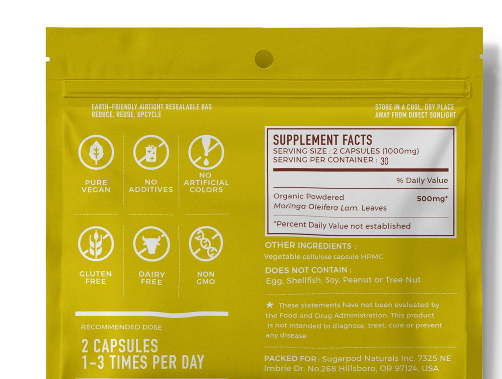 Go-Lacta 100% Organic Moringa Capsules for Breastfeeding Moms - 60 Capsules | Postnatal Vitamins