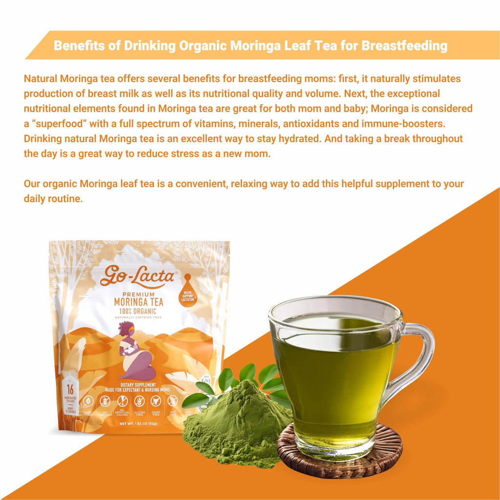 Go-Lacta Organic Moringa Tea – Lactation Support (Caffeine-Free)