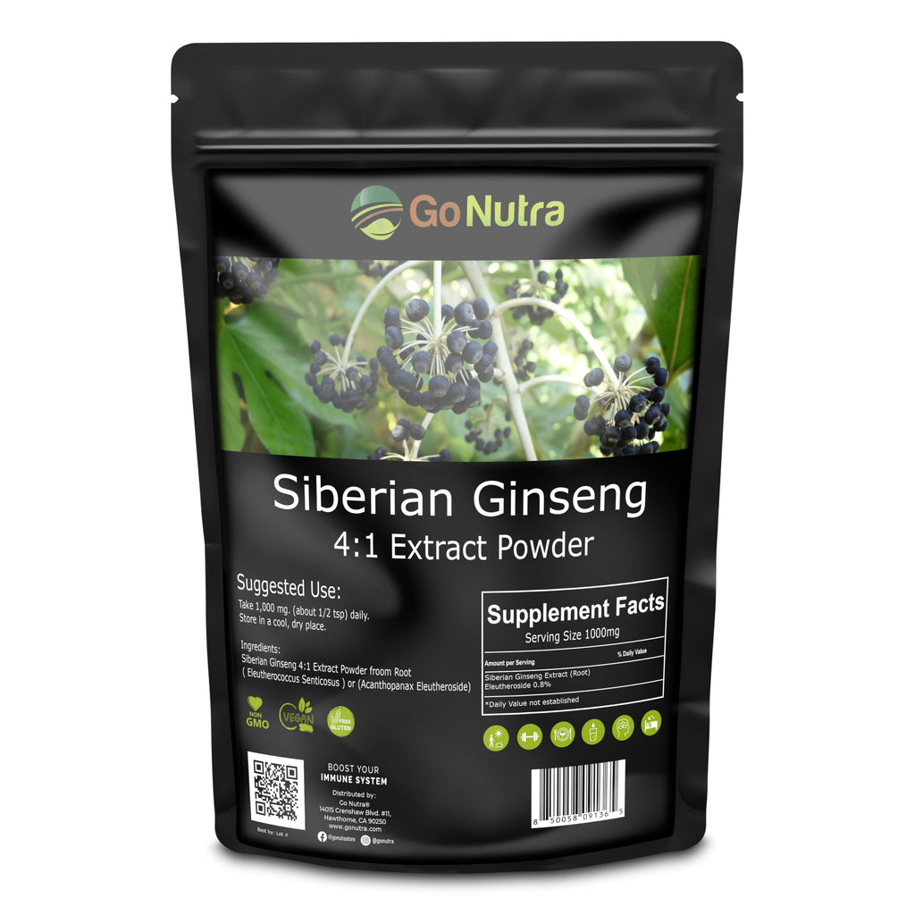 Go Nutra Siberian Ginseng - Eleuthero Root Powder 4:1 Extract, 1lb