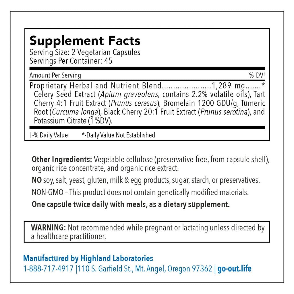 Go Out Daily Maintenance – Natural Uric Acid Support with Tart Cherry, Celery Seed & Turmeric