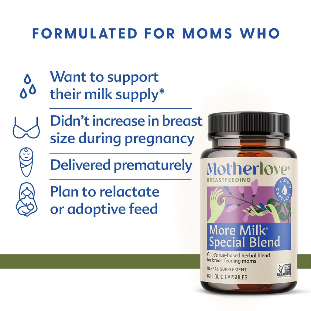 Motherlove More Milk Special Blend Lactation Supplement (60 Liquid Caps) - Goat's Rue, Organic Herbs | Vegan, Non-GMO, Kosher, Soy-Free