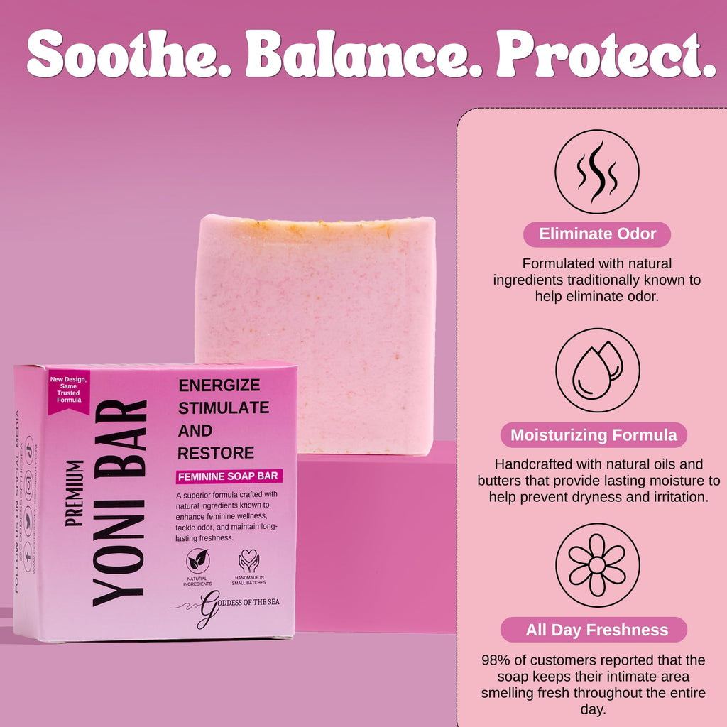 Goddess Of The Sea Beauty Bar Premium Yoni – Natural Feminine Care Soap for pH Balance, Odor Control & Hydration | Handmade & Vegan (3oz)