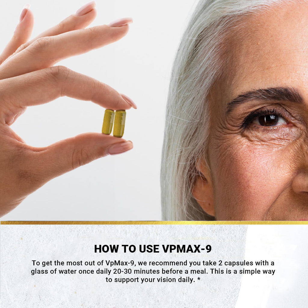 Golden After 50 VpMax-9: Sight Care Eye Vitamins with Lutein, Bilberry & Lycopene – 3 Bottles