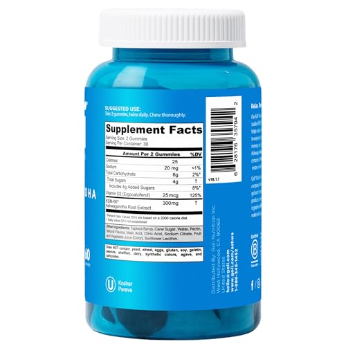 Goli Ashwagandha & Vitamin D Gummy – 60 Count (Mixed Berry) – Vegan