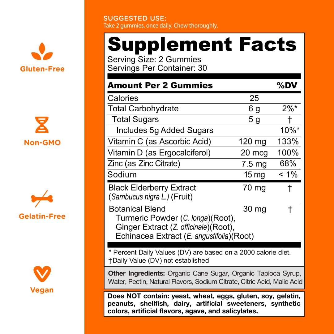 Goli Immune Vitamin Gummy – 300 Count (Pack of 5) | Elderberry, Vitamin C, D & Zinc | Vegan, Non-GMO, Gluten-Free & Gelatin-Free