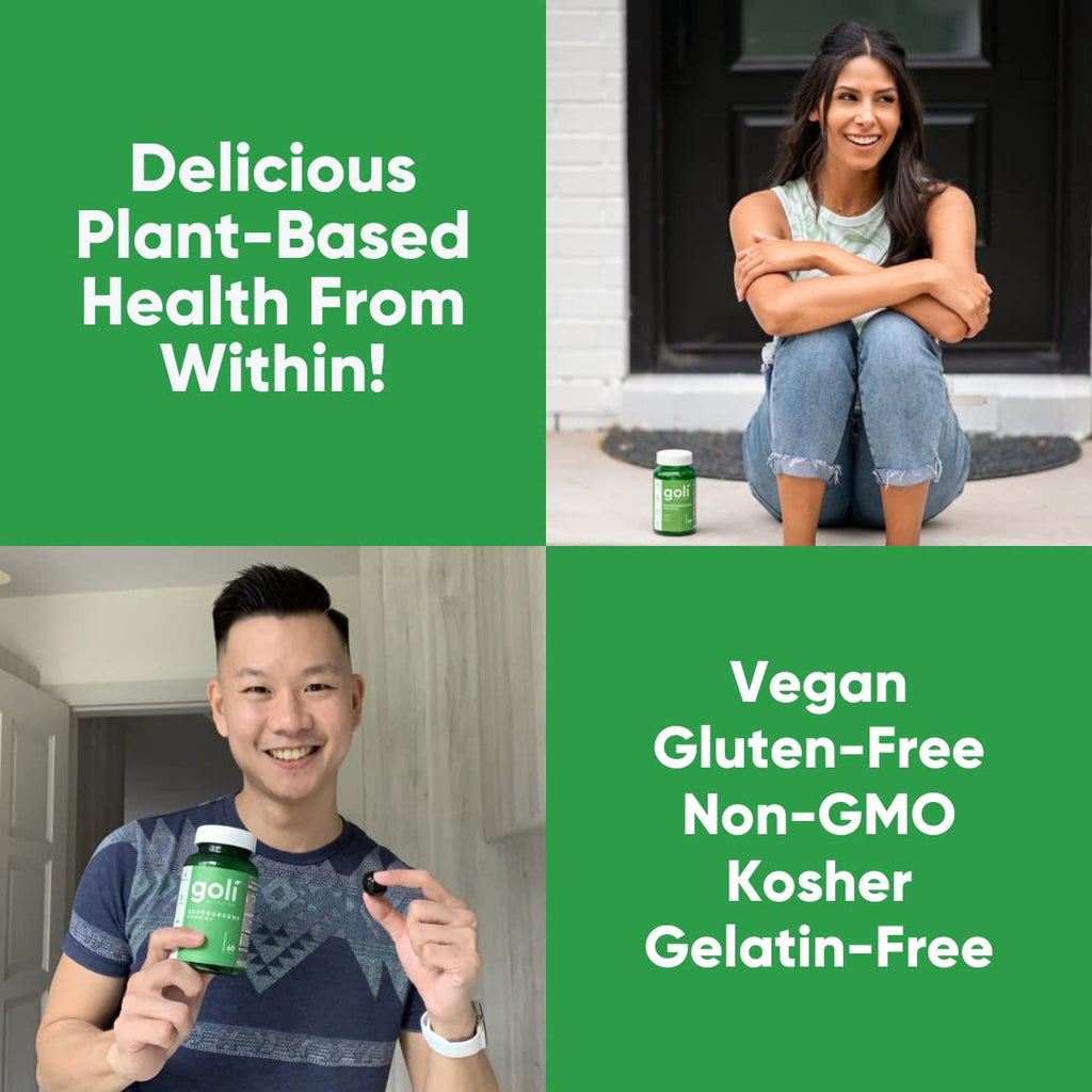 Goli Supergreens Gummies with Probiotics – Artichoke Leaf, Spirulina & Kale | Vegan, Gluten-Free, Non-GMO – 60 Count (5 Pack)