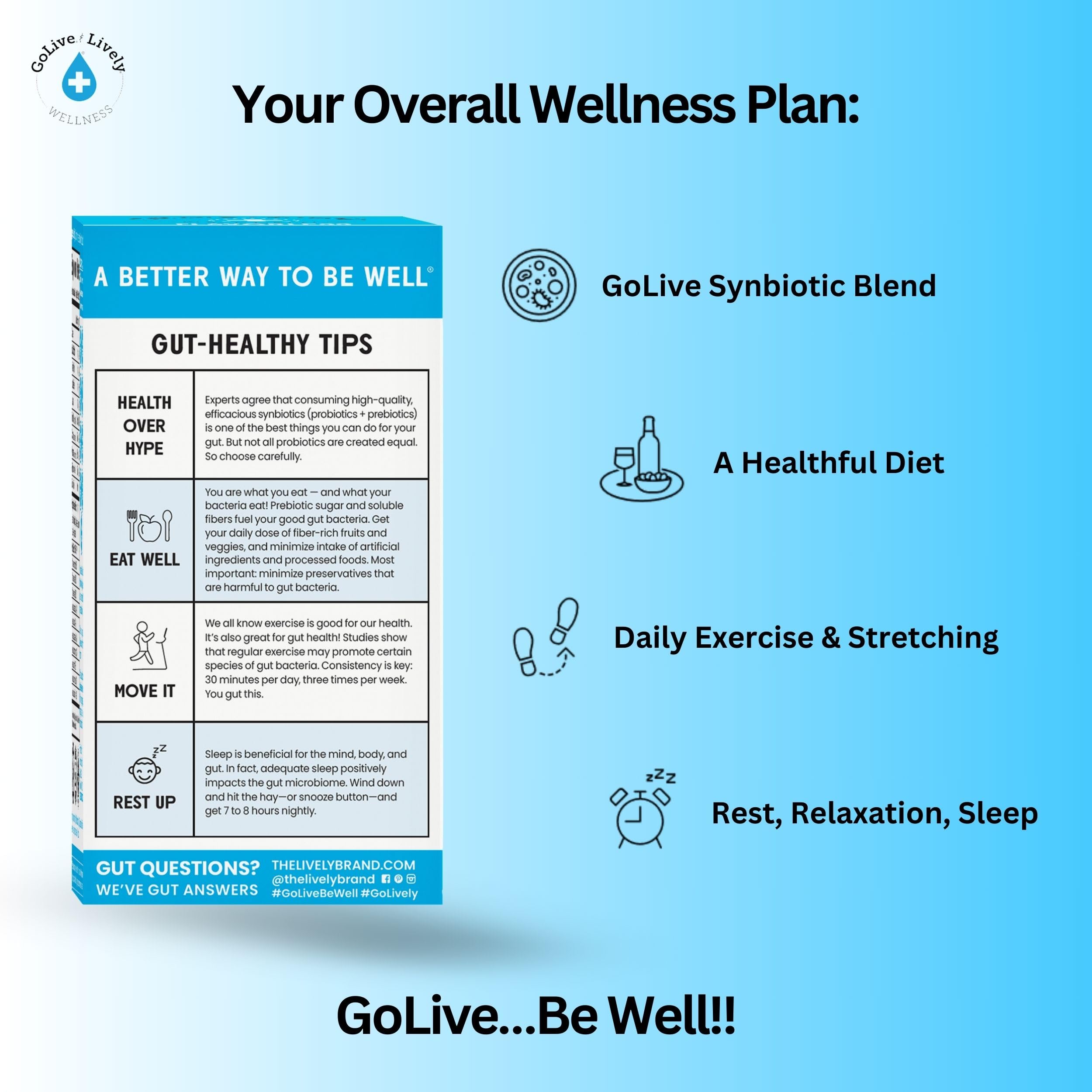 GoLive Synbiotic Powder: Prebiotic & Probiotic for Gut Health (15-50B CFUs)