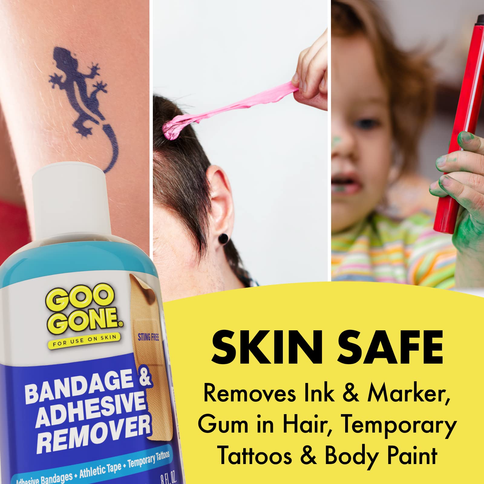 Goo Gone Skin Adhesive Remover - Safe, Pain-Free Removal for CGMs, KT Tape & Medical Adhesives (8 oz)