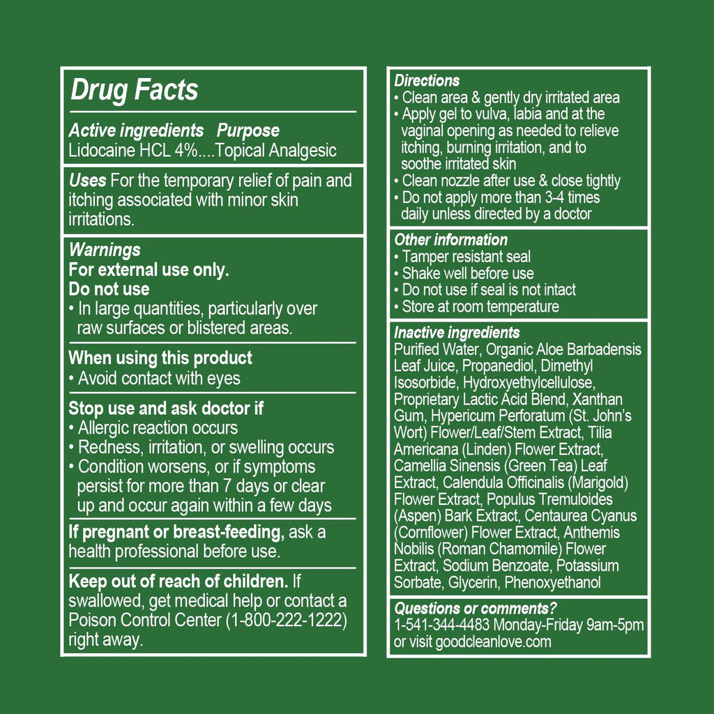 Good Clean Love Vaginal Pain & Itch Relief Gel with Lidocaine 4% — Fast-Acting Feminine Care