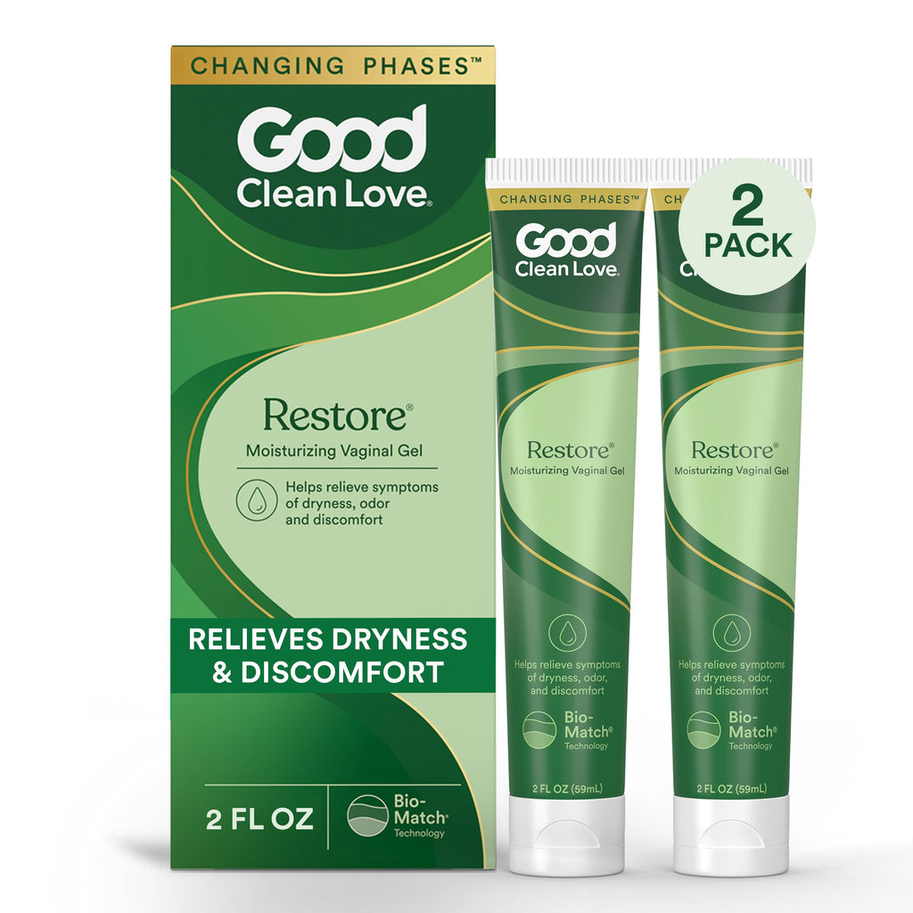 Good Clean Love Restore Moisturizing Vaginal Gel – pH-Balanced, Water-Based Lubricant with Aloe Vera & Lactic Acid | 2 Oz (2-Pack)