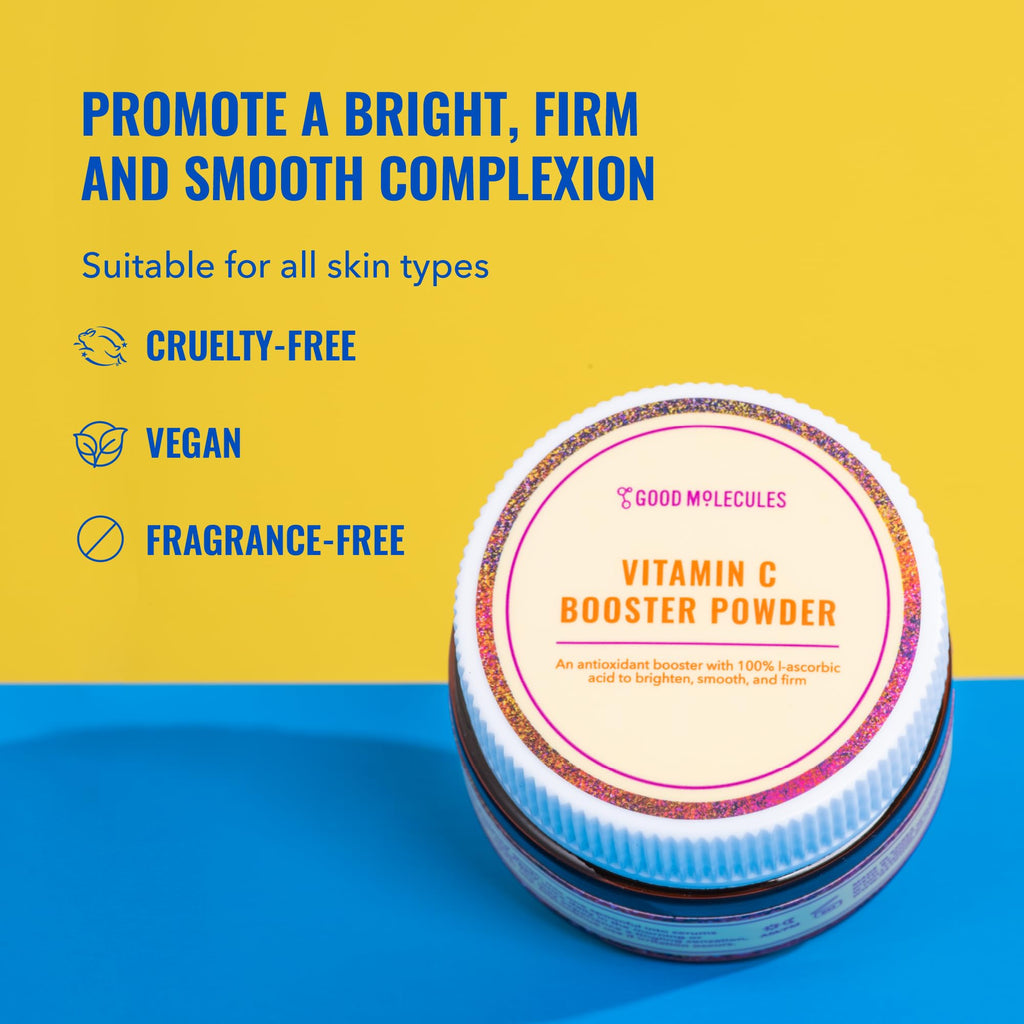 Good Molecules Vitamin C Booster Powder – 100% L-Ascorbic Acid, Collagen & Brightening (20g)