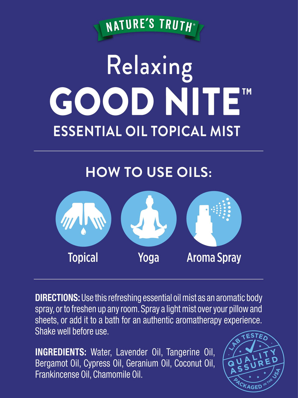 Nature's Truth Good Nite Essential Oil Mist - 2.4 fl oz | Calming Topical Spray