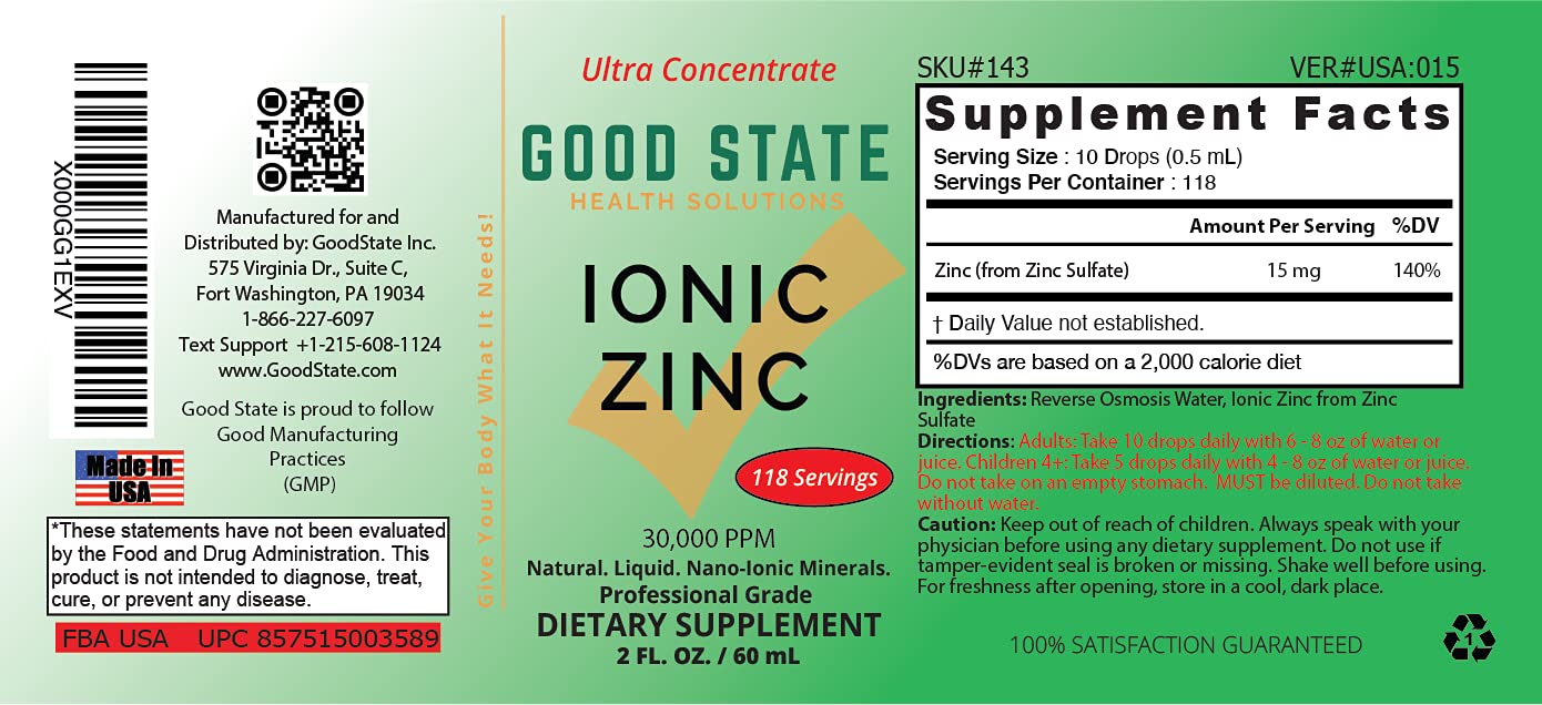 Good State Ionic Liquid Zinc Ultra Concentrate - Liquid Zinc Drops