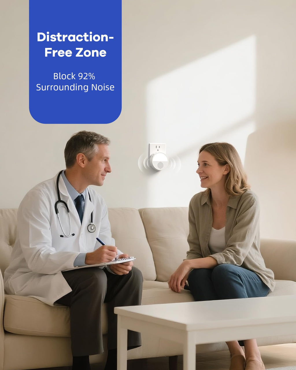Gorgeous Home Wall Plug White Noise Sound Machine — Office Privacy, Baby Night Feeding, 28 Non-Looping Sounds