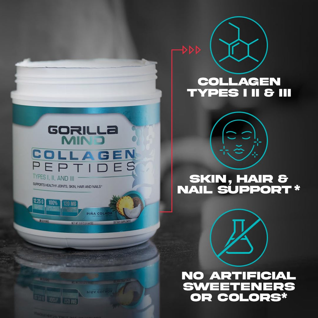 Gorilla Mind Collagen Peptides Powder – Joint Health, Skin, Hair & Nails | Mixed Berry 426g