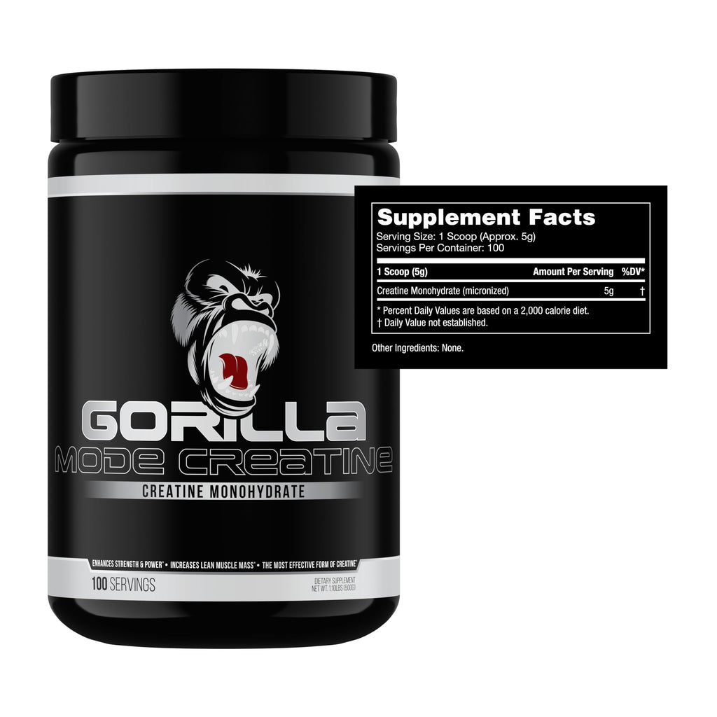 Gorilla Mind Creatine Monohydrate Micronized Powder – 5 g Serving, 100 Servings, Made in USA