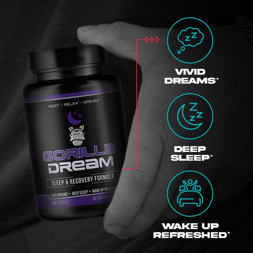 Gorilla Mind Dream Sleep Supplement (120 Capsules) - Nootropic Sleep & Recovery