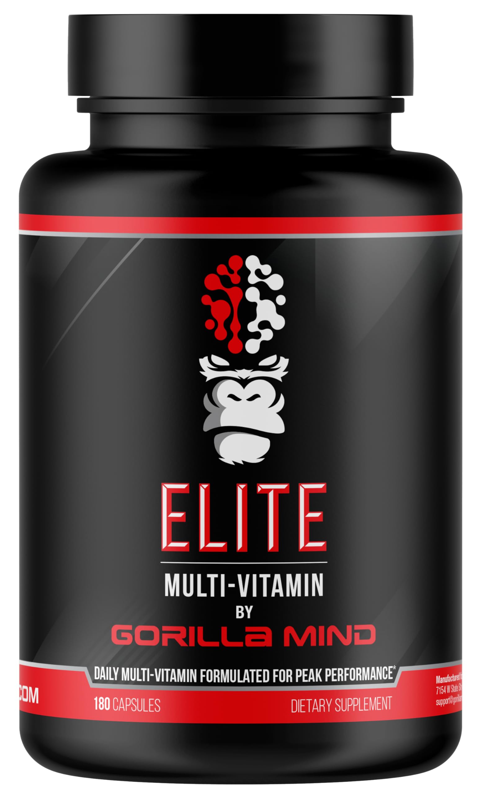 Gorilla Mind Elite Multi-Vitamin (180 Capsules) – Daily Multivitamin Formulated for Peak Performance | 27 Nutrients to Backfill Micronutrient Shortcomings