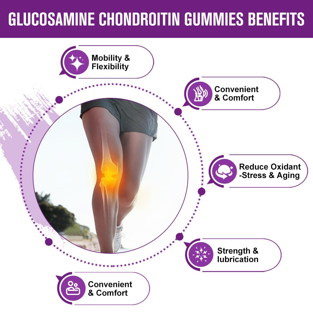 GORNVB Glucosamine Chondroitin Gummies with MSM & Elderberry – Extra Strength (2 Pack, 60 Gummies) | Flexibility & Immune Support