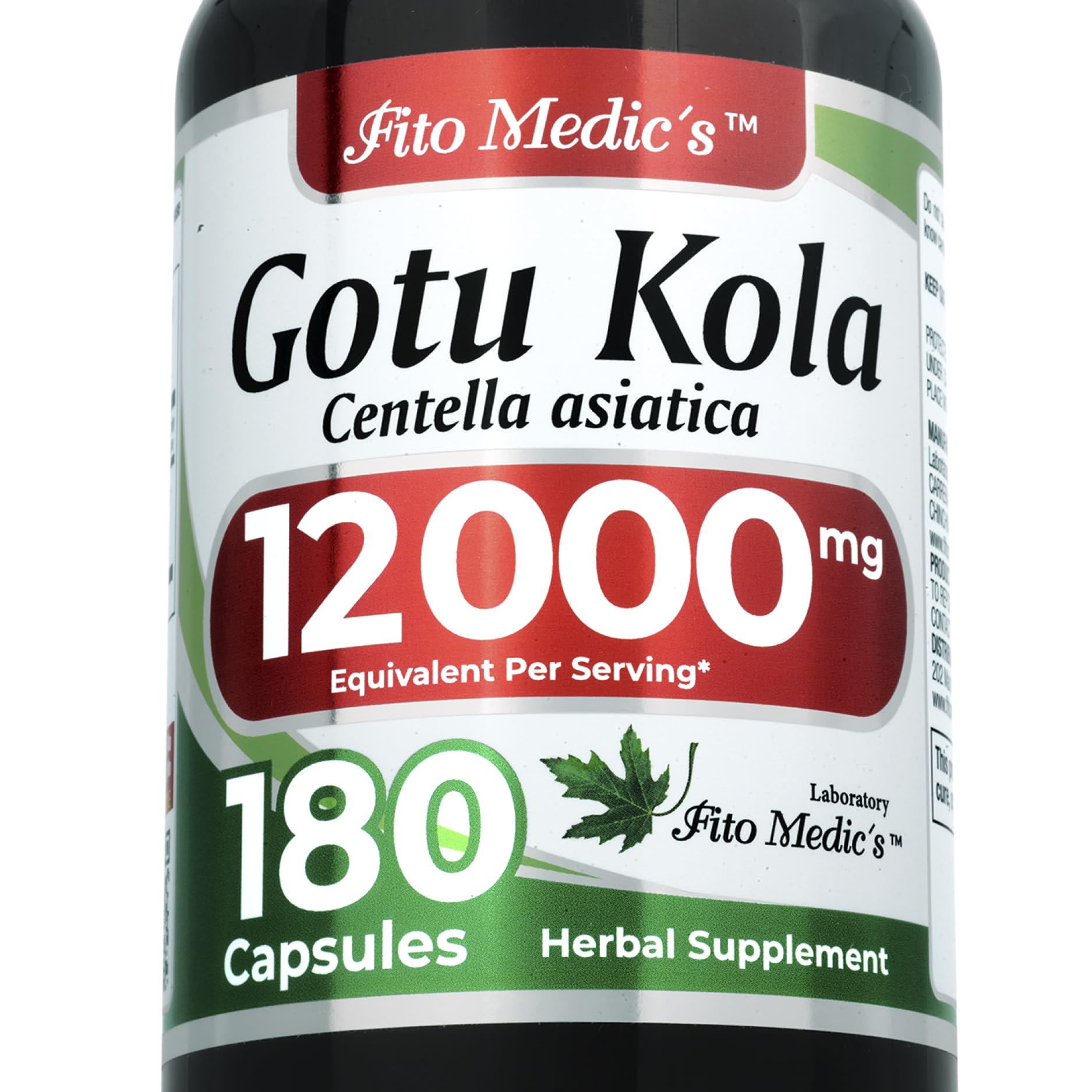 FITO MEDIC'S Lab Gotu Kola (Centella Asiatica) - 180 Capsules | Ultra High Absorption