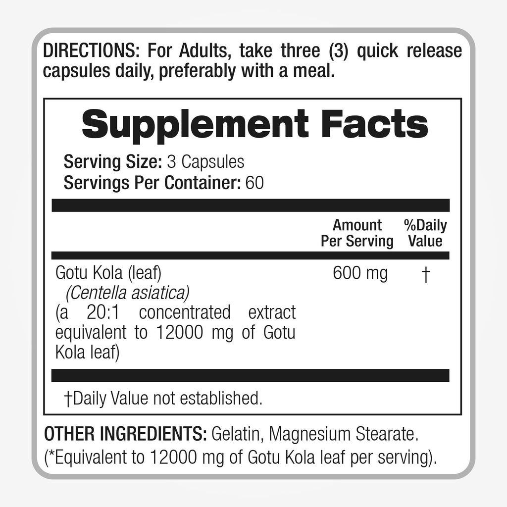 FITO MEDIC'S Lab Gotu Kola (Centella Asiatica) - 180 Capsules | Ultra High Absorption