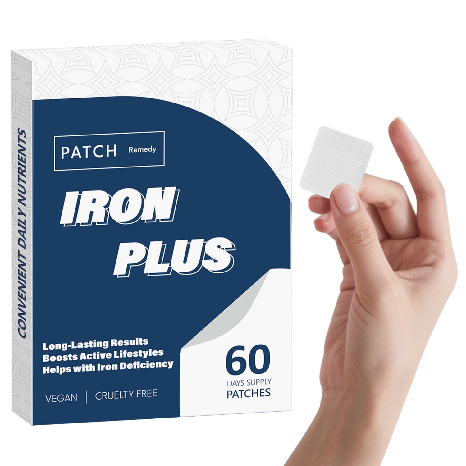 Graclin Iron Plus Topical Patches – Easy to Use, 60 Days Supply – Sugar-Free, Latex-Free, Natural Alternative