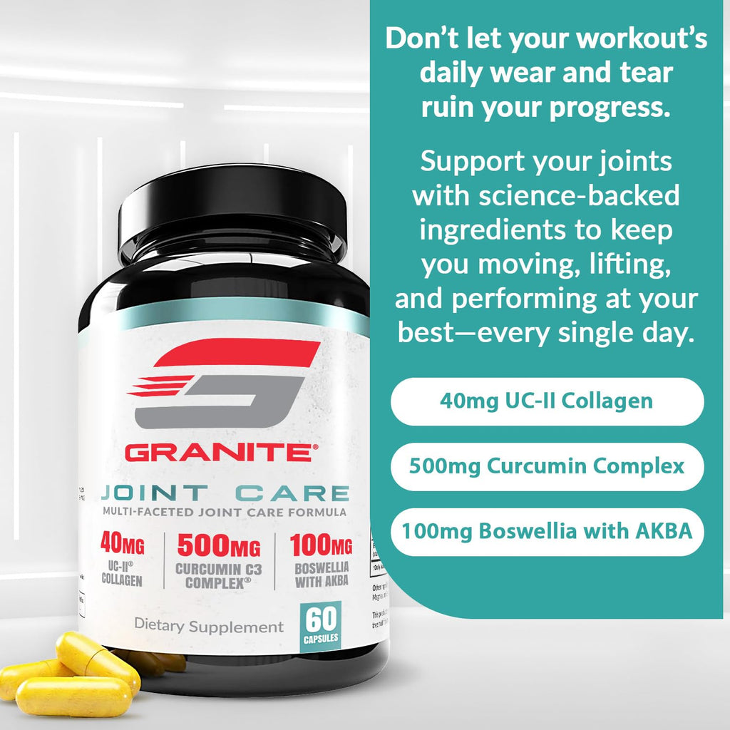 Granite Joint Care: UC-II Collagen + Turmeric Curcumin C3 + Boswellia – All-in-One Joint Support (60ct)