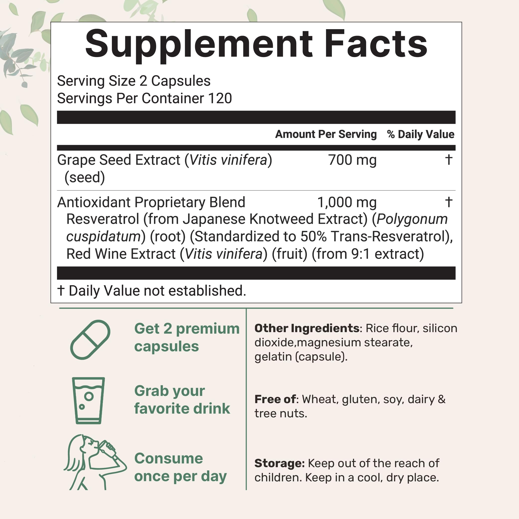 Micro Ingredients Grape Seed Extract, 240 Capsules | 3-in-1 Antioxidant Blend with Resveratrol & Red Wine Extracts | Non-GMO