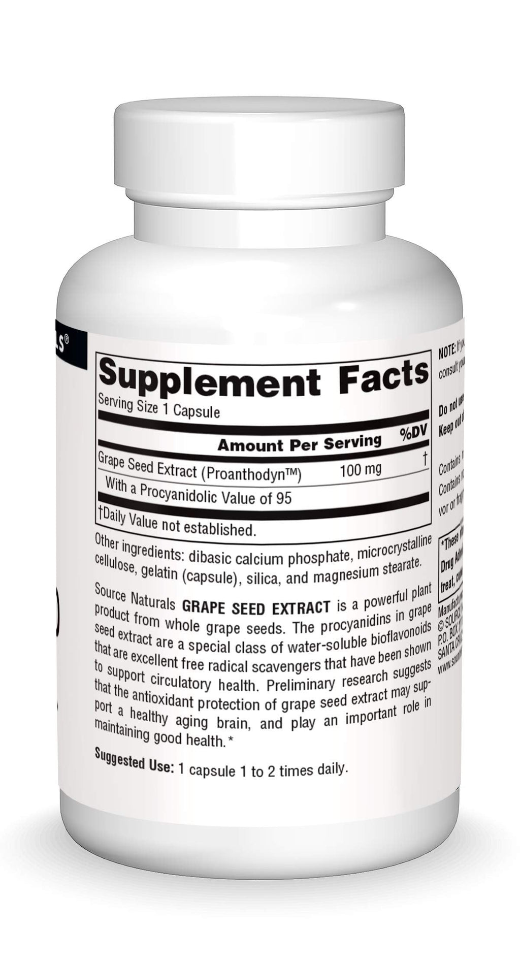 Source Naturals Grape Seed Extract - 100 mg, 60 Capsules | Supports Healthy Aging Brain*