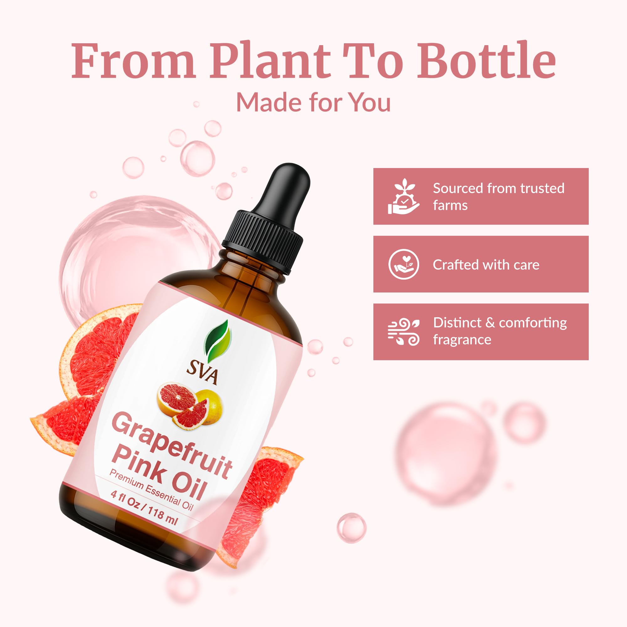 SVA Grapefruit Pink Essential Oil 4oz - 100% Natural, Dropper, Aromatherapy