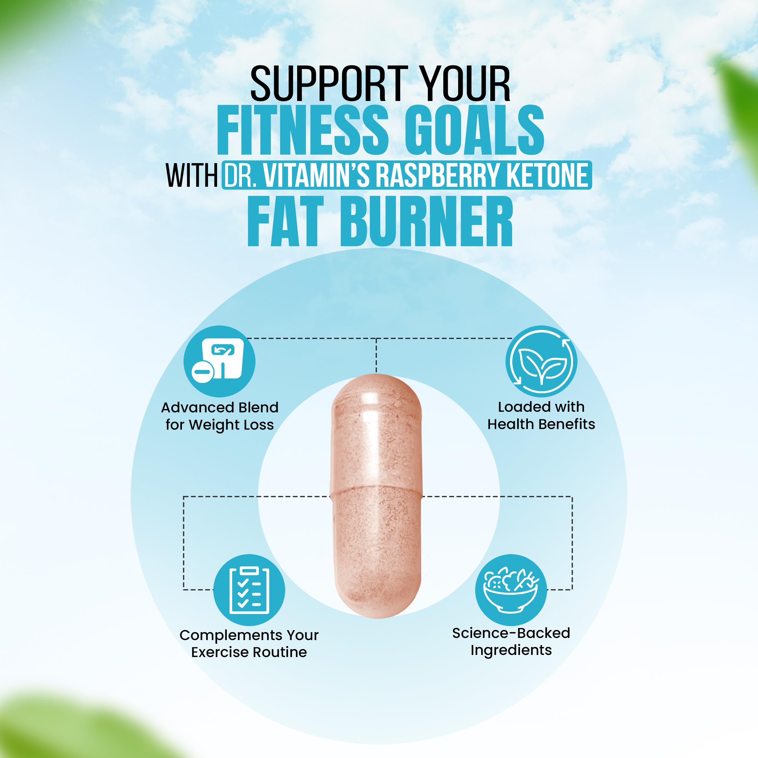 DR VITAMIN SOLUTIONS Fat Burner for Women with GLP-1 Support - Weight Loss Supplements with Raspberry Ketone Powder, Green Tea, Kelp - Natural Weight Loss Pills for Women & Men - 30 Diet Pills