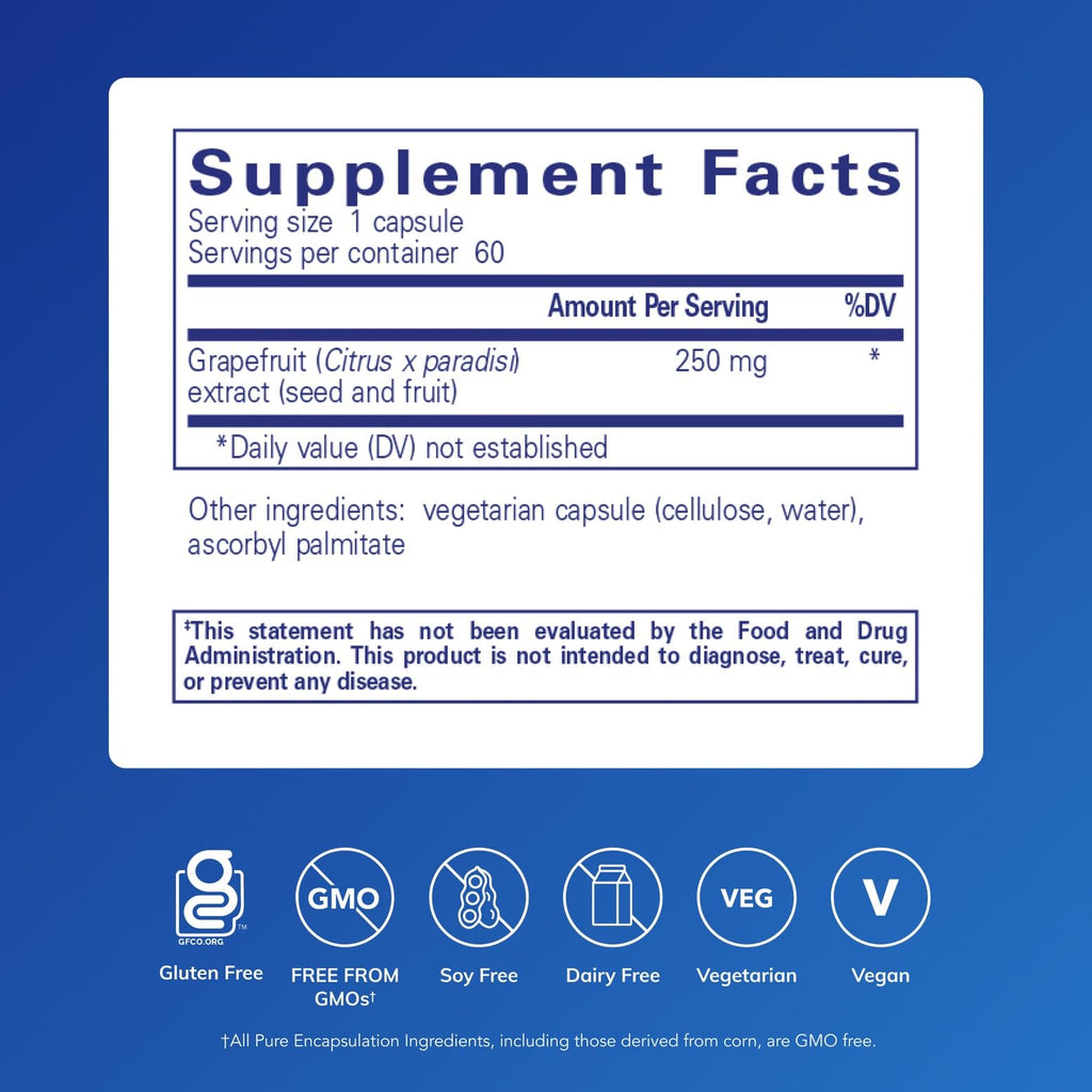 Pure Encapsulations Grapefruit Seed Extract: GI Health & Microbiota Support | 60 Capsules