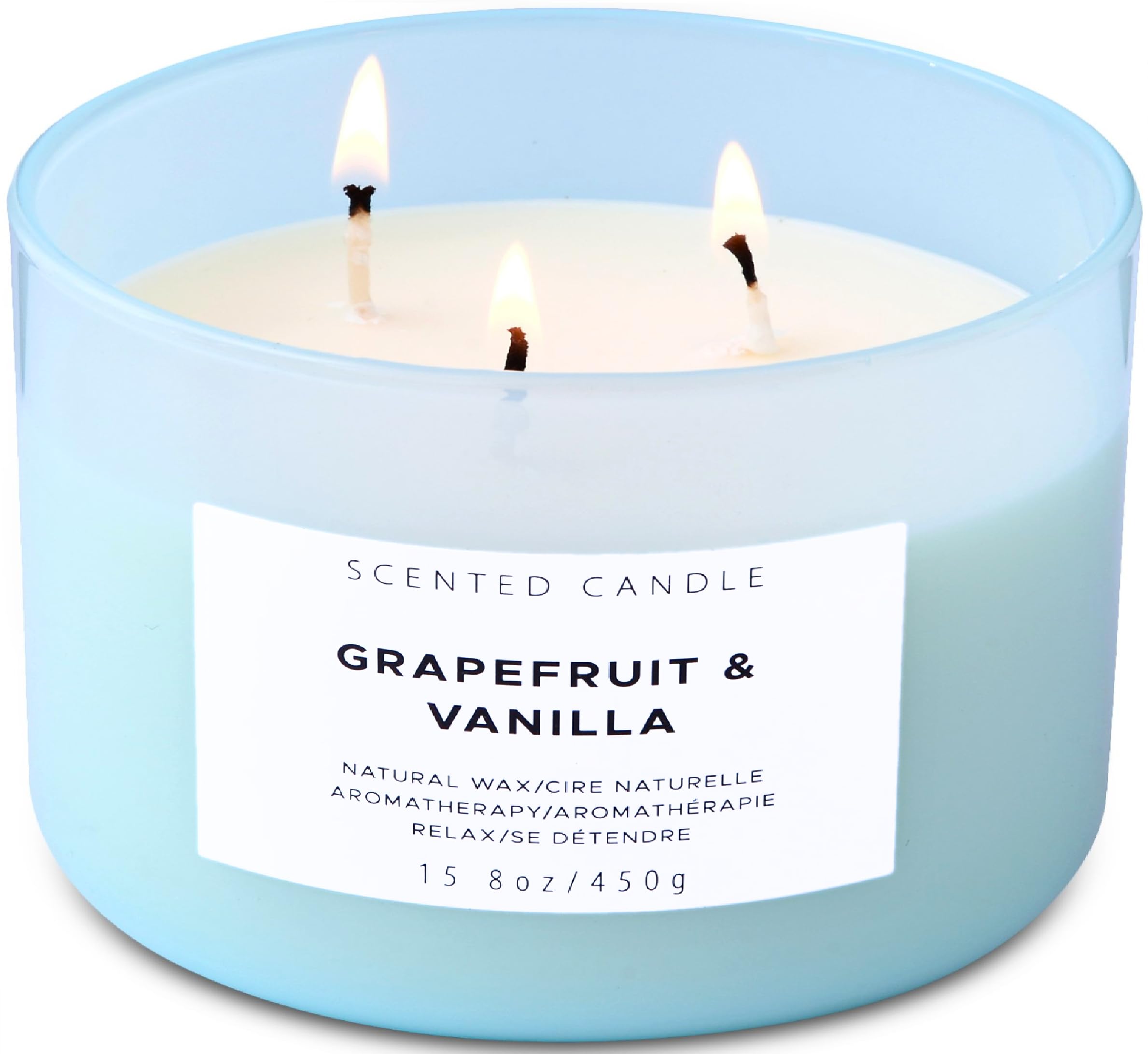 Grapefruit Vanilla 3-Wick Soy Candle 15.8 oz | Strong Throw, Clean Burn