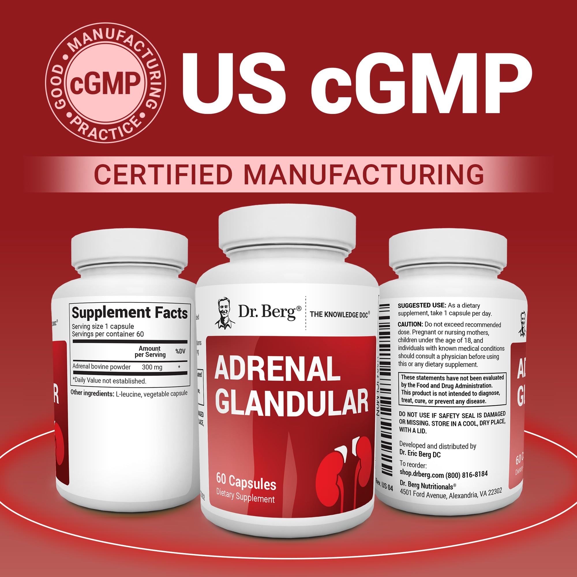 Dr. Berg Adrenal Glandular - Adrenal Support, 60 Capsules