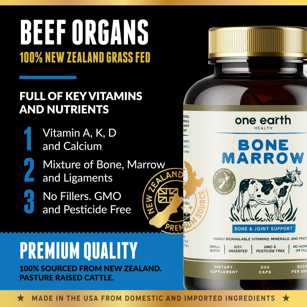 Grass Fed Beef Bone Marrow Supplement – 200 Count | New Zealand Sourced
