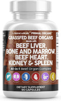 Grass Fed Beef Liver Capsules with Desiccated Organs (Heart, Spleen, Pancreas) + Bone & Marrow | Premium Quality