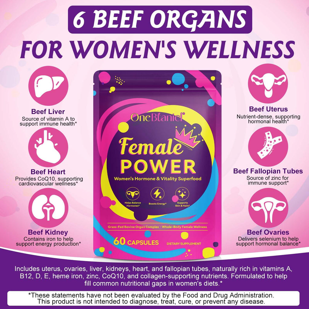 Beef Organ Supplement for Women – 60 Capsules, Grass-Fed & Non-GMO